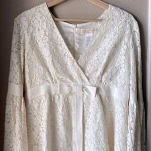 MICHAEL KORS Cream Lace Bell Sleeve Blouse
